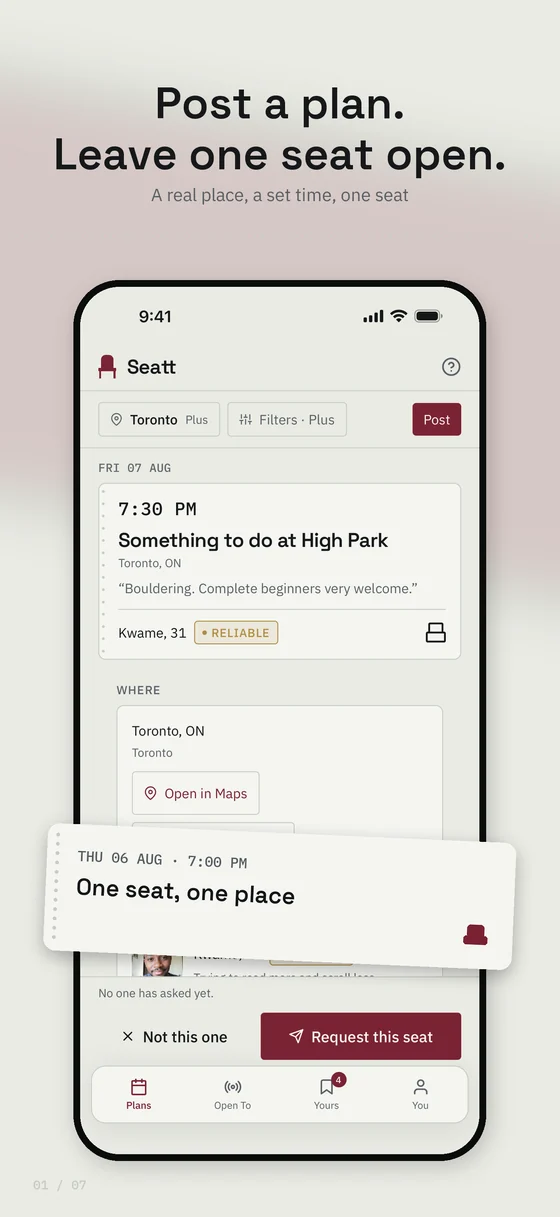 Seatt screen 1 of 7